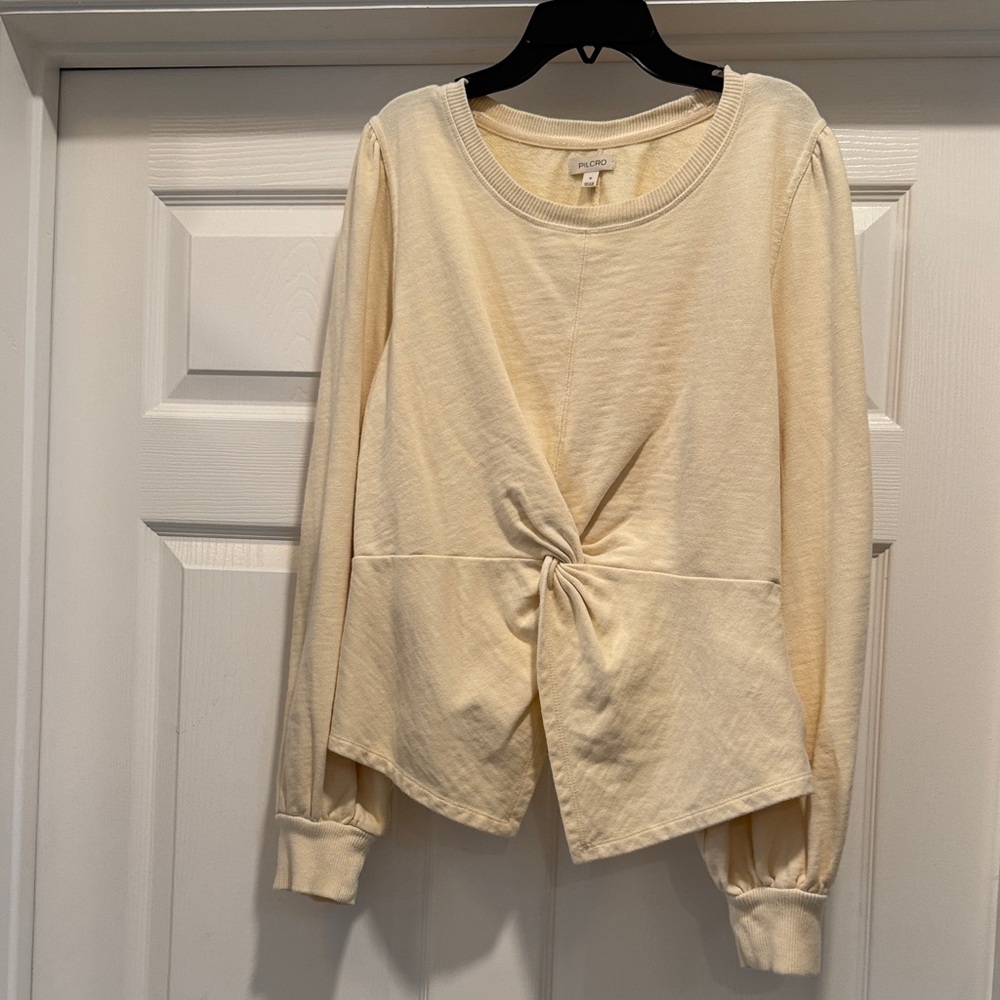 Pilcro Cream Twist Front Sweater